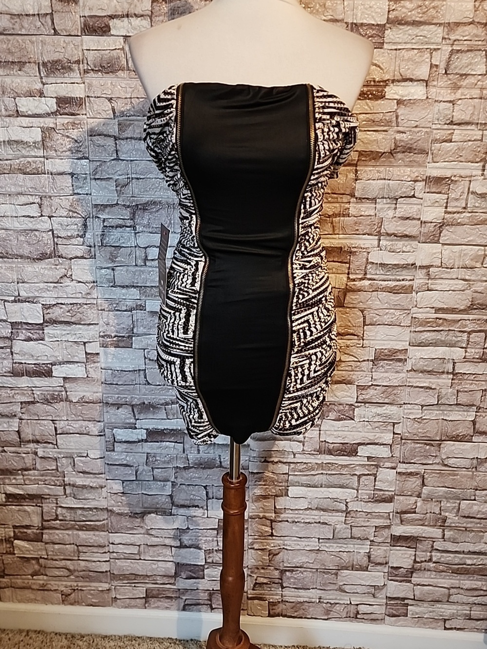 Bebe Embellished Black &  Gold Dress